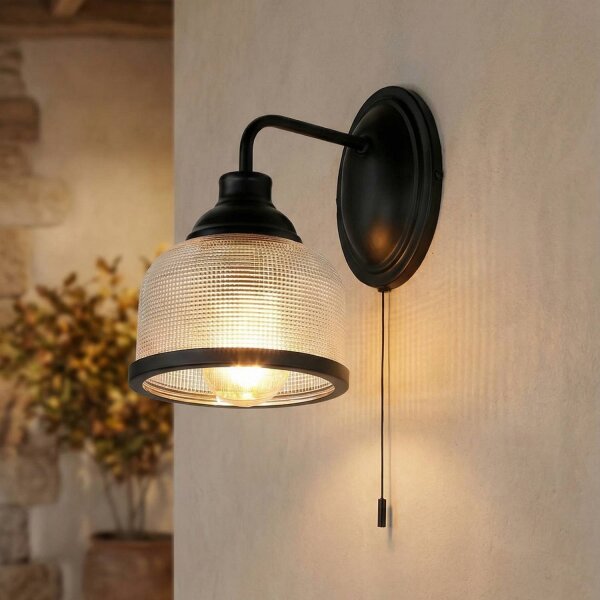 Applique vintage avec interrupteur H : 24,5 cm E27 Noir