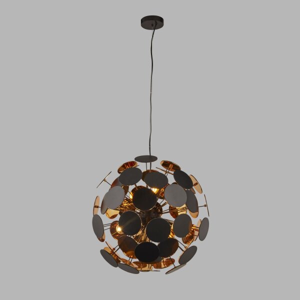Suspension ronde Ø 54 cm métal noir or 6x E14