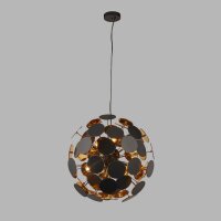 Suspension ronde Ø 54 cm métal noir or 6x E14
