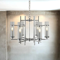 Lustre avec abat-jour Ø 59,5 cm verre métal...