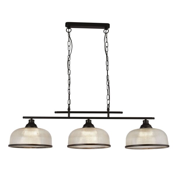 Lampe à suspendre noire claire L : 99 cm 3-flammes E27 verre métal