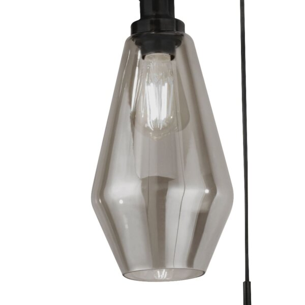 Lampe à suspendre 3 flammes E27 noir gris fumé