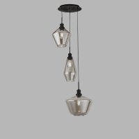 Lampe à suspendre 3 flammes E27 noir gris fumé