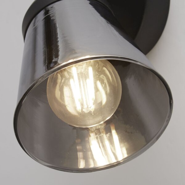 Applique murale ajustable Noir Gris Fumé E14 Abat-jour en verre