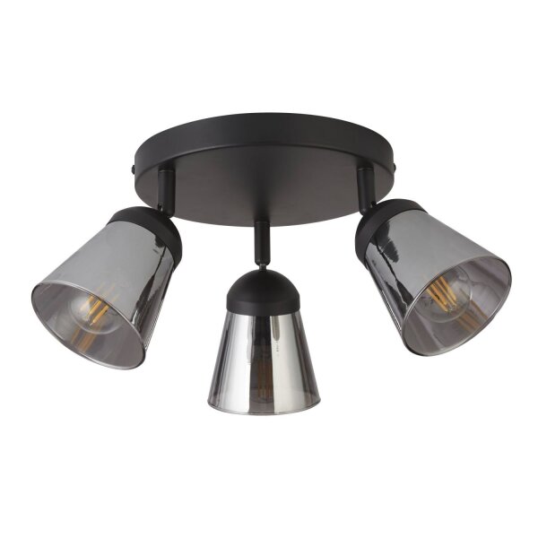 Plafonnier 3 flammes Ø 42 cm noir gris fumé E14