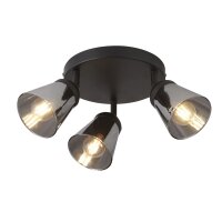 Plafonnier 3 flammes Ø 42 cm noir gris fumé...