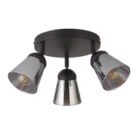 Plafonnier 3 flammes Ø 42 cm noir gris fumé...