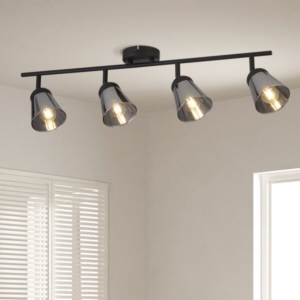Spot de plafond 4 flammes L : 83 cm noir gris fumé E14