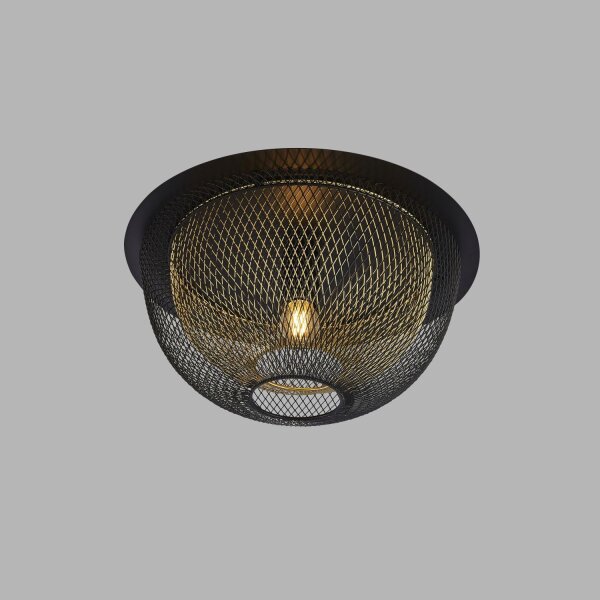 Plafonnier noir or rond Ø 40 cm E27 métal