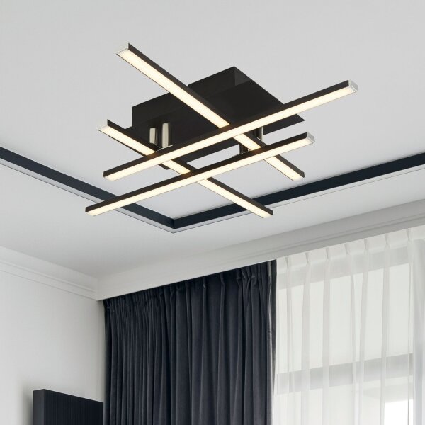 Plafonnier LED 3000 K blanc chaud noir mat chrome