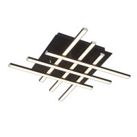 Plafonnier LED M&eacute;tal L : 45,5 cm Noir Chrome 3000 K