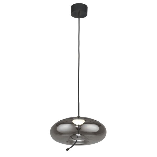 Lampe LED à suspendre verre fumé Ø 31 cm rond gris noir 2700 K