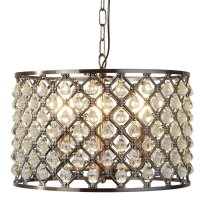 Suspension cristal &Oslash; 38 cm 3x E14 en cuivre antique