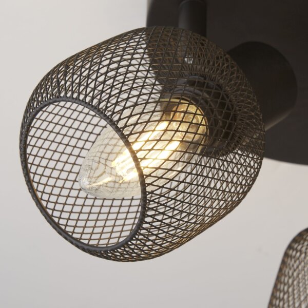 Plafonnier 3 flammes noir E14 D : 36 cm Métal