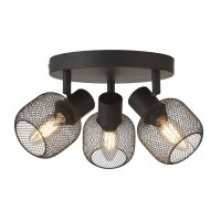 Plafonnier 3 flammes noir E14 D : 36 cm Métal