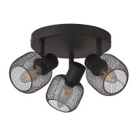 Plafonnier 3 flammes noir E14 D : 36 cm Métal