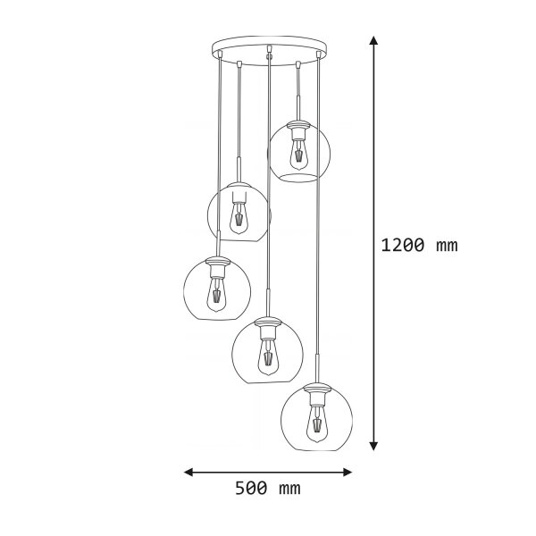 Lampe à suspendre verre Ø 50 cm 5-flamme E27 multicolore chrome
