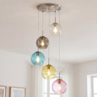 Lampe à suspendre verre Ø 50 cm 5-flamme...