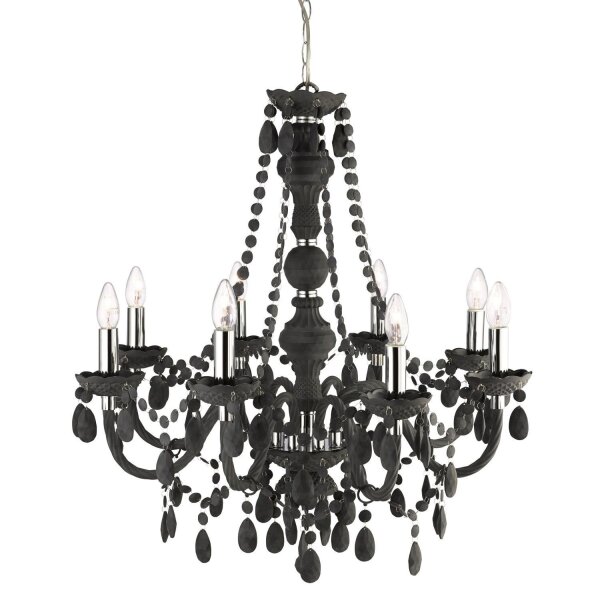 Lustre Gris Ø 74 cm verre cristal 8x E14