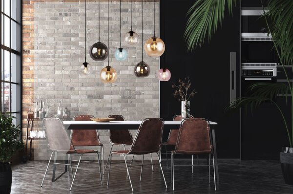 Suspension verre L : 151 cm Multicolore Boule Abat-jour 8x E27
