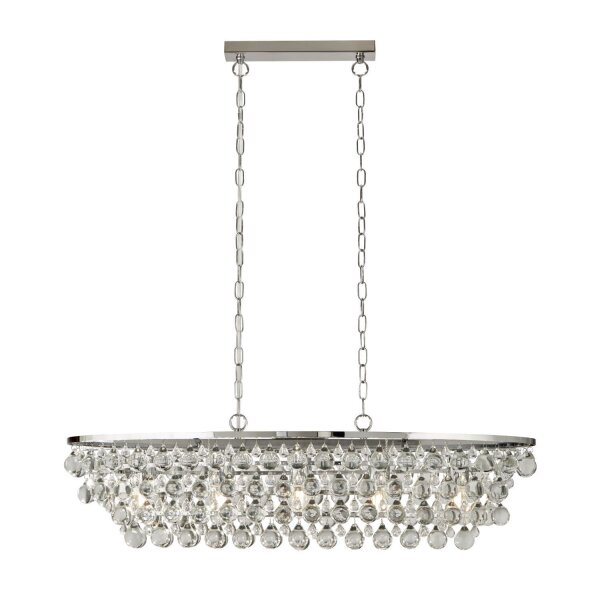 Lampe à suspendre cristal métal L : 92 cm 5x E27 chrome