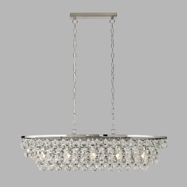 Lampe à suspendre cristal métal L : 92 cm 5x E27 chrome