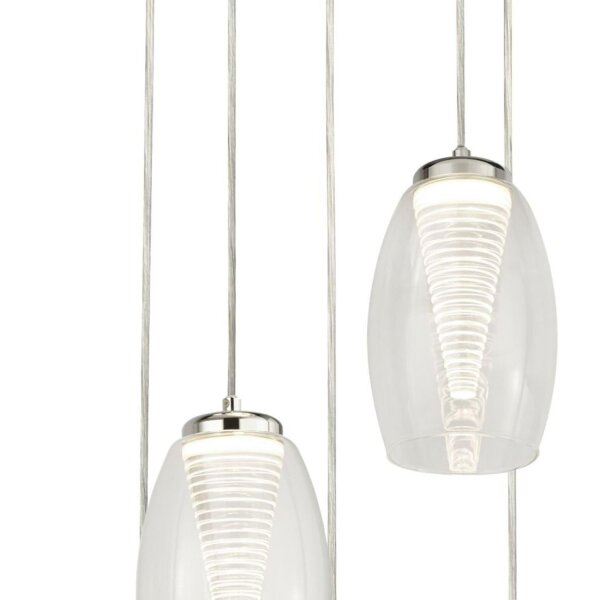 Lampe LED suspendue verre 5 flammes H : max. 150 cm réglable