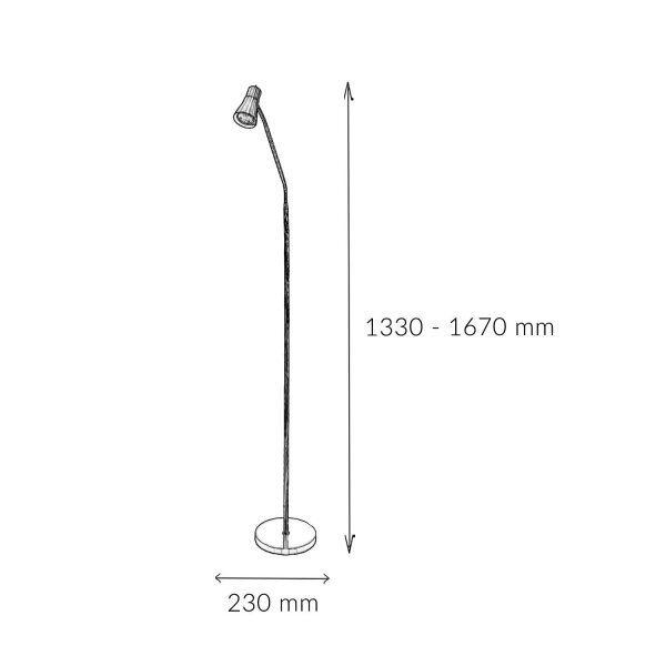 Lampadaire laiton antique GU10 133-167 cm réglable métal