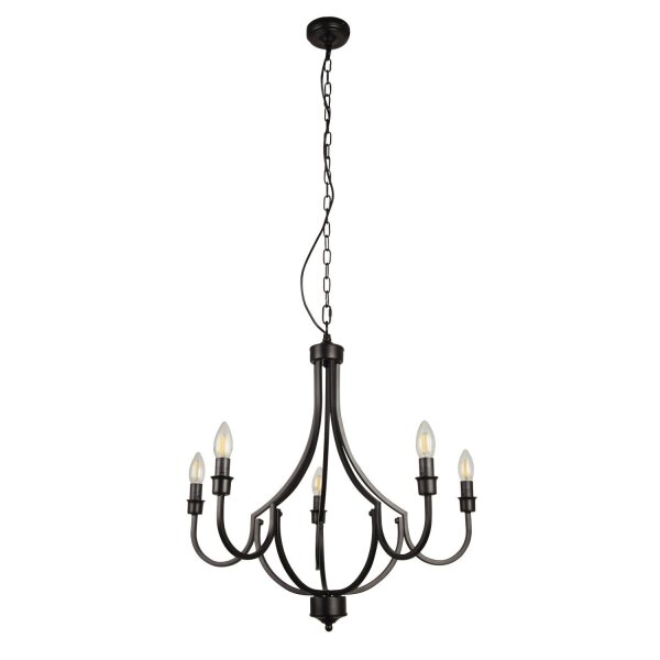 Lustre Rustique Noir Ø 65 cm Métal 5x E14