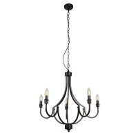 Lustre Rustique Noir Ø 65 cm Métal 5x E14