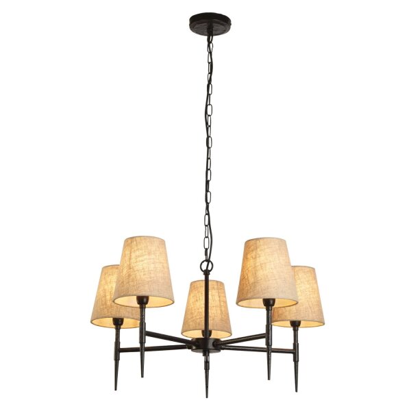 Lustre à 5 flammes Ø 66 cm Rustique E14 Noir Crème