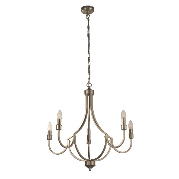 Lustre Métal Rustique Ø 65 cm en argent 5 branches E14
