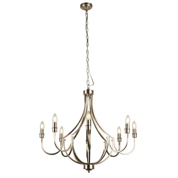 Lustre Rustikal Ø 75 cm en argent mat 8x E14