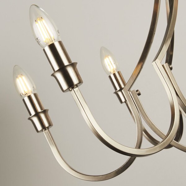 Lustre Rustikal Ø 75 cm en argent mat 8x E14