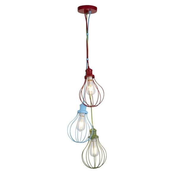 Plafonnier chambre enfant E27 rouge bleu vert métal