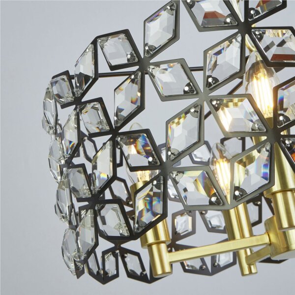 Suspension cristal Ø 48 cm rond 5x E14 laiton noir