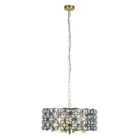 Suspension cristal &Oslash; 48 cm rond 5x E14 laiton noir