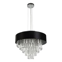 Suspension Noir Ø 45,5 cm rond tissu cristal 5x G9