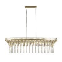 Lampe &agrave; suspendre cristal L : 100 cm en laiton...
