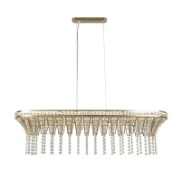 Lampe à suspendre cristal L : 100 cm en laiton...
