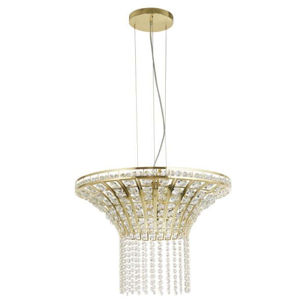 Lampe à suspendre Art déco Ø 60 cm cristal métal 8x G9 en laiton
