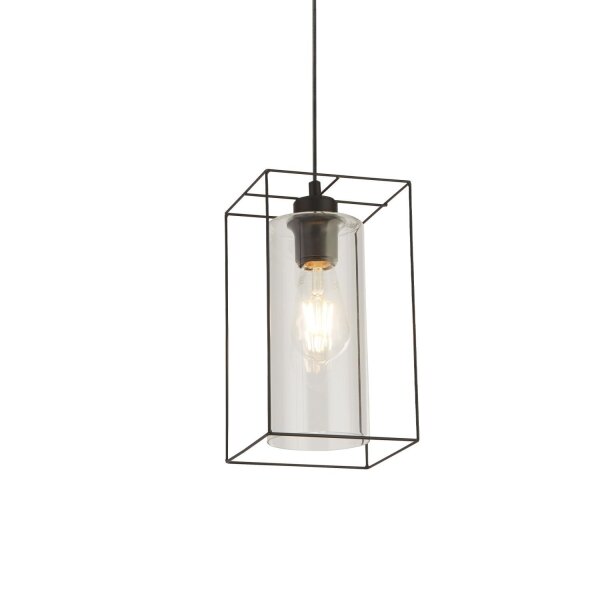 Lampe à suspendre métal verre angulaire L : 15 cm noir clair E27