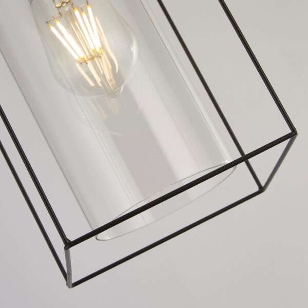 Lampe à suspendre métal verre angulaire L : 15 cm noir clair E27