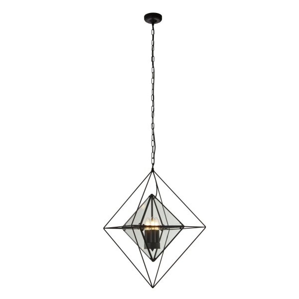 Suspension métal verre L : 57 cm E27 réglable en hauteur