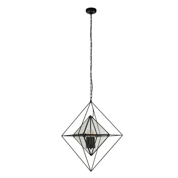 Suspension métal verre L : 57 cm E27 réglable en hauteur