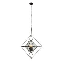 Suspension métal verre L : 57 cm E27...