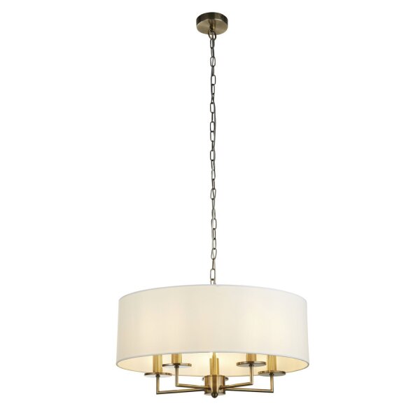 Lampe à suspendre tissu métal Ø 55 cm 5x E14 en laiton antique blanc