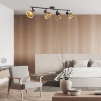 Spot de plafond Noir Naturel L : 94 cm 4x E14 Bois...