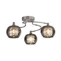 Plafonnier 3 flammes chrome gris fumé G9 verre...