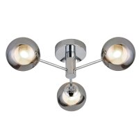 Plafonnier 3 flammes chrome gris fum&eacute; G9 verre...